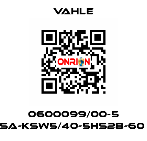 0600099/00-5 SA-KSW5/40-5HS28-60  Vahle