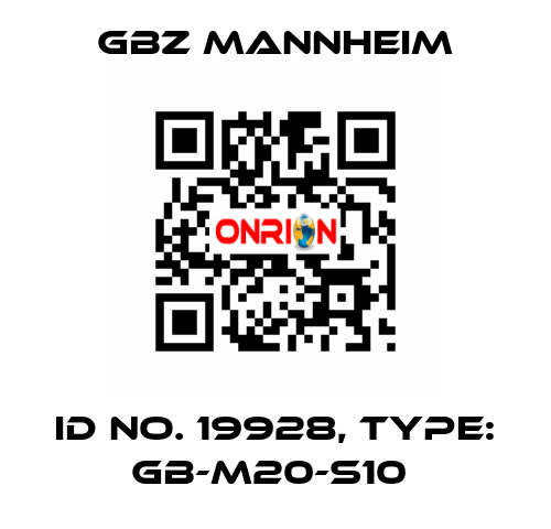 Id No. 19928, Type: GB-M20-S10  GBZ MANNHEIM