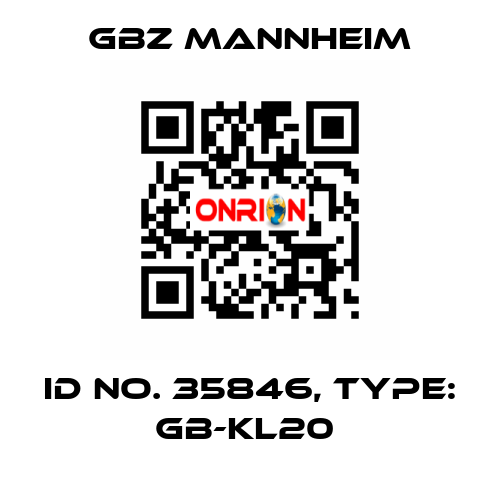 Id No. 35846, Type: GB-KL20  GBZ MANNHEIM