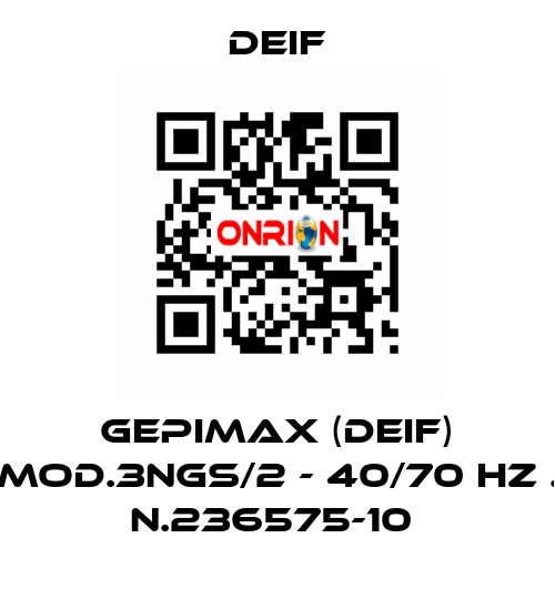 GEPIMAX (DEIF) MOD.3NGS/2 - 40/70 HZ . N.236575-10  Deif