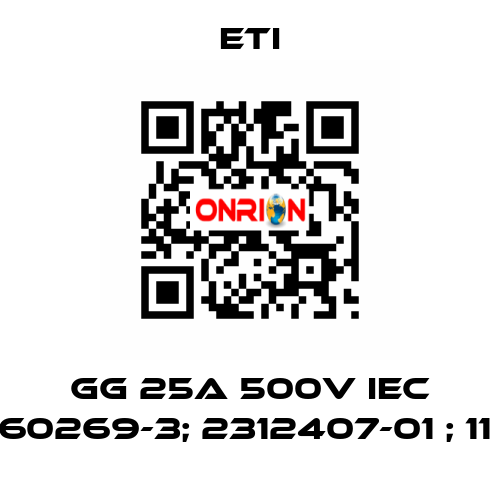 GG 25A 500V IEC 60269-3; 2312407-01 ; 11  Eti