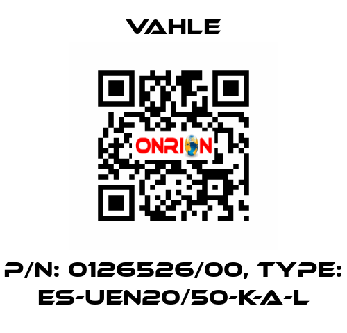 P/n: 0126526/00, Type: ES-UEN20/50-K-A-L Vahle