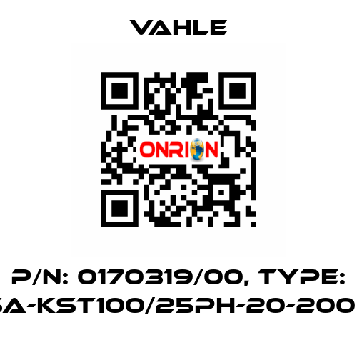 P/n: 0170319/00, Type: SA-KST100/25PH-20-2000 Vahle