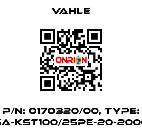 P/n: 0170320/00, Type: SA-KST100/25PE-20-2000 Vahle