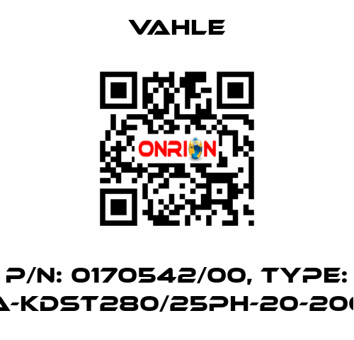 P/n: 0170542/00, Type: SA-KDST280/25PH-20-2000 Vahle