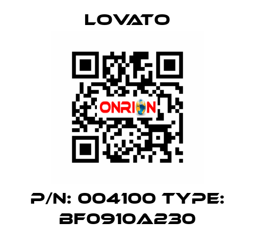 P/N: 004100 Type: BF0910A230 Lovato