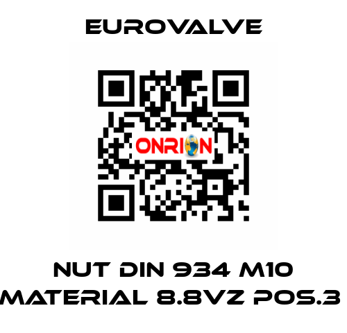 NUT DIN 934 M10 MATERIAL 8.8VZ POS.3  Eurovalve