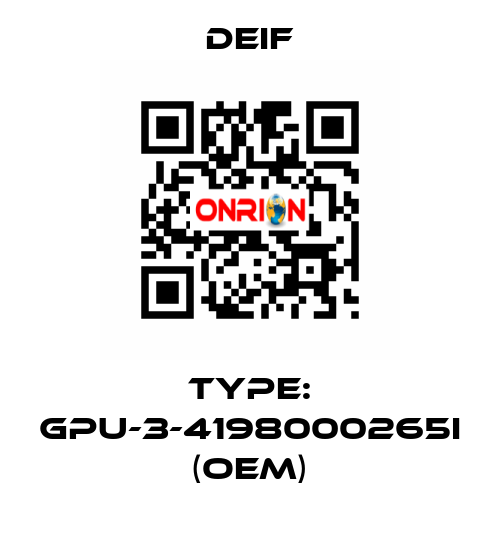 Type: GPU-3-4198000265I (OEM) Deif