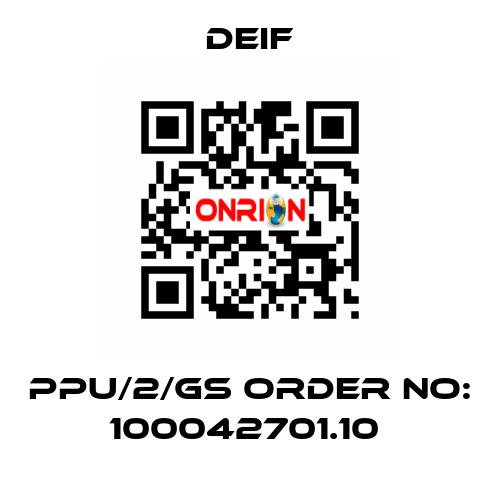 PPU/2/GS ORDER NO: 100042701.10  Deif