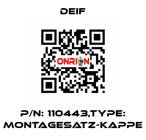 P/N: 110443,Type: MONTAGESATZ-KAPPE Deif