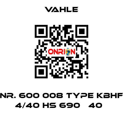 Nr. 600 008 Type KBHF 4/40 HS 690В 40А Vahle