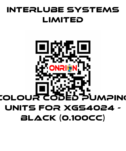 Colour coded pumping units for XGS4024 - Black (0.100cc) Interlube Systems Limited