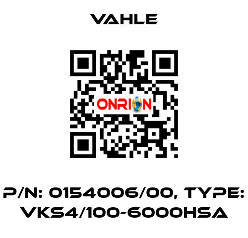 P/n: 0154006/00, Type: VKS4/100-6000HSA Vahle