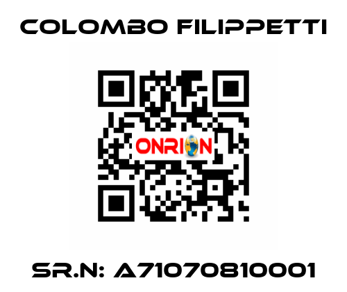 Sr.N: A71070810001 Colombo Filippetti