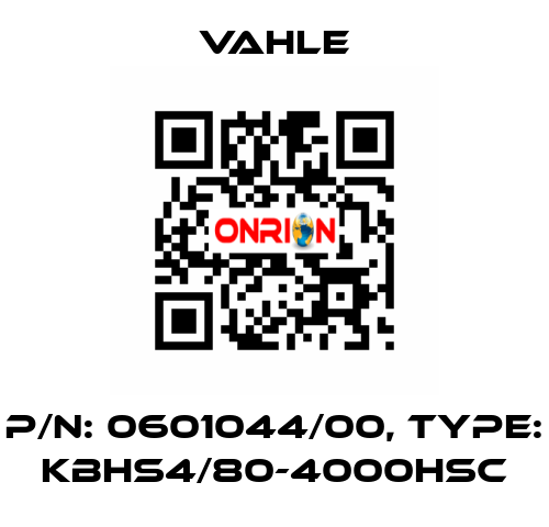 P/n: 0601044/00, Type: KBHS4/80-4000HSC Vahle