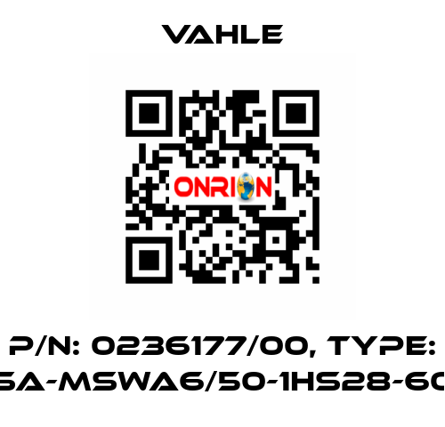 P/n: 0236177/00, Type: SA-MSWA6/50-1HS28-60 Vahle