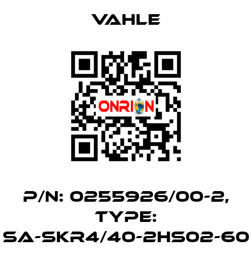 P/n: 0255926/00-2, Type: SA-SKR4/40-2HS02-60 Vahle