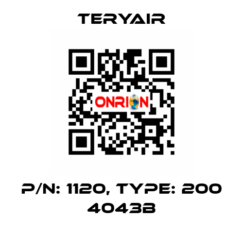 P/N: 1120, Type: 200 4043B TERYAIR