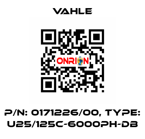 P/n: 0171226/00, Type: U25/125C-6000PH-DB Vahle