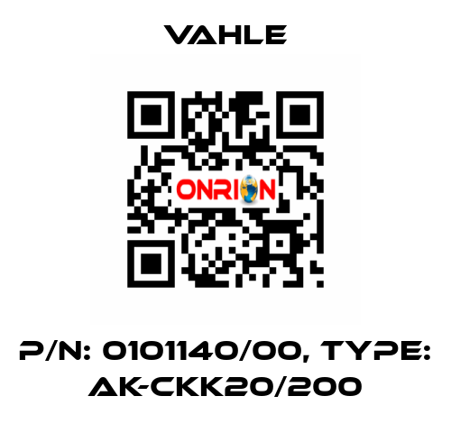 P/n: 0101140/00, Type: AK-CKK20/200 Vahle