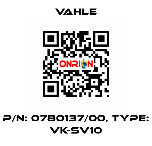 P/n: 0780137/00, Type: VK-SV10 Vahle