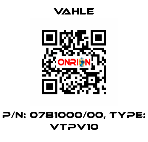 P/n: 0781000/00, Type: VTPV10 Vahle