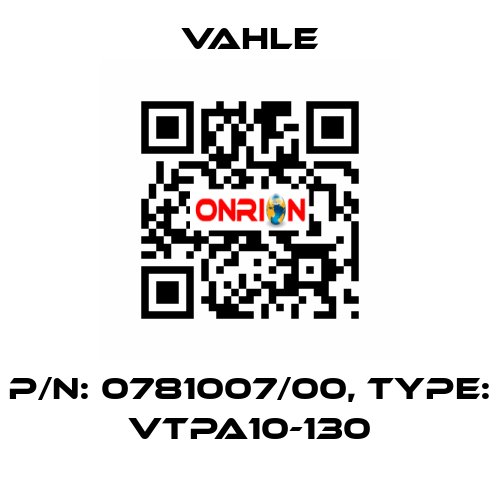 P/n: 0781007/00, Type: VTPA10-130 Vahle