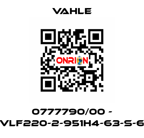 0777790/00 - VLF220-2-951H4-63-S-6 Vahle