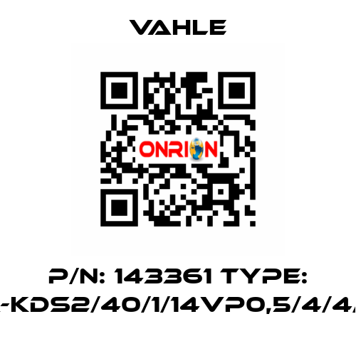 P/N: 143361 Type: SA-KDS2/40/1/14VP0,5/4/4/1-3 Vahle