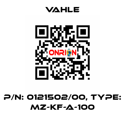 P/n: 0121502/00, Type: MZ-KF-A-100 Vahle