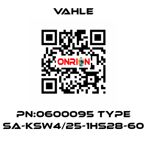 PN:0600095 Type SA-KSW4/25-1HS28-60 Vahle