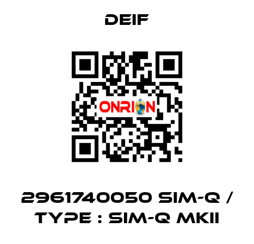 2961740050 SIM-Q / Type : SIM-Q MKII Deif