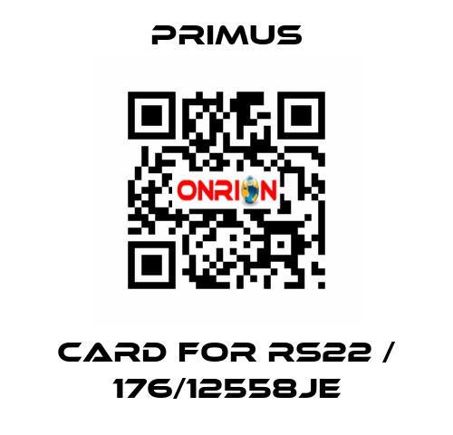 card for RS22 / 176/12558JE Primus