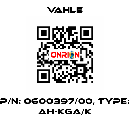 P/n: 0600397/00, Type: AH-KGA/K Vahle