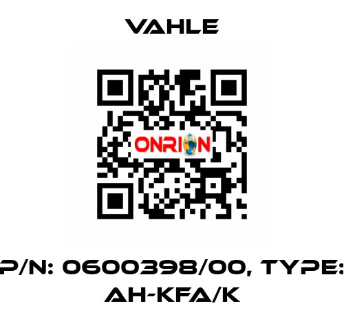 P/n: 0600398/00, Type: AH-KFA/K Vahle