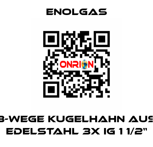 3-wege Kugelhahn aus Edelstahl 3x IG 1 1/2“ Enolgas