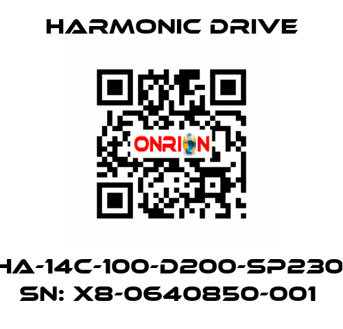 FHA-14C-100-D200-SP230V SN: X8-0640850-001  Harmonic Drive