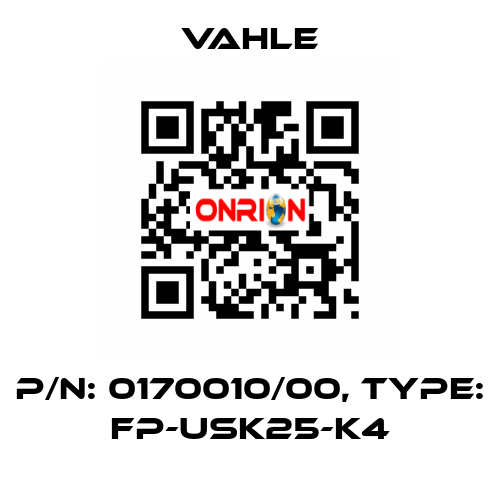 P/n: 0170010/00, Type: FP-USK25-K4 Vahle