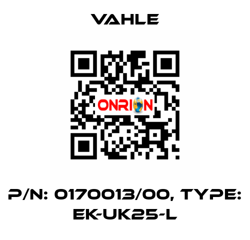 P/n: 0170013/00, Type: EK-UK25-L Vahle