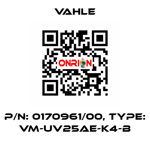 P/n: 0170961/00, Type: VM-UV25AE-K4-B Vahle