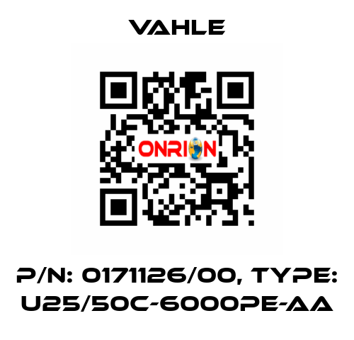 P/n: 0171126/00, Type: U25/50C-6000PE-AA Vahle