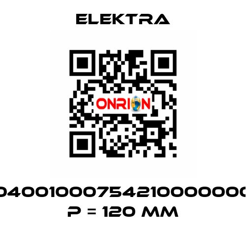 04001000754210000000 P = 120 mm ELEKTRA