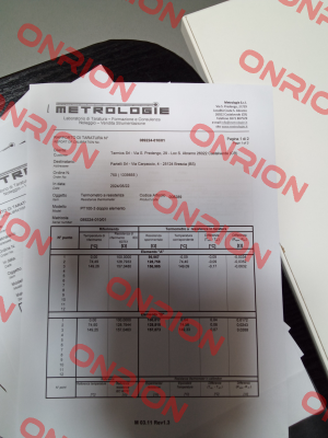 Calibration report traceable to 3+3 points (0°C; +75°C; +150°C) Termics