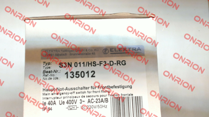 S3N 011/HS-F3-D-RG 135 012 Elektra Tailfingen