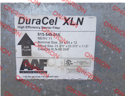 DuraCel XLN-60 DHF REPLACED BY DuraCel XL60N (M516-101-001)  AAF