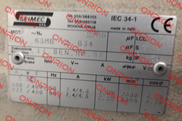 HPE 63MB 2 B34 - OEM  Seimec (Rossi)