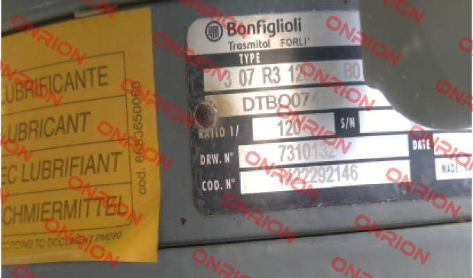 307 R3 120 HZ P160 B0 W0A LO PV Bonfiglioli