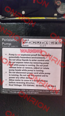 spare tube for pump S/N 3137  Graymills