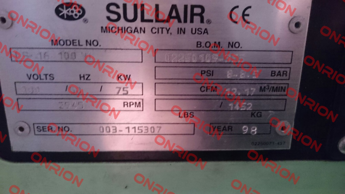 02250109-355,obsolete,alternative complete unit model ST7508   Sullair