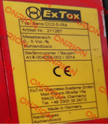 SENS CO2-5-IR4 obsolete, replacement Sens CO2-5-IR2  ExTox Gasmess-Systeme